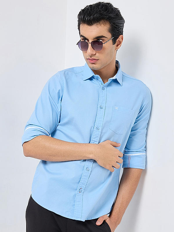 Killer Men Blue Slim Fit Solid Shirts