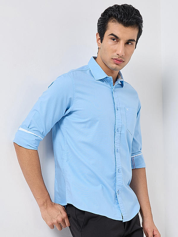 Killer Men Blue Slim Fit Solid Shirts