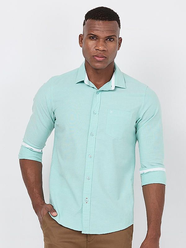 Killer Men Light Green Slim Fit Solid Shirts