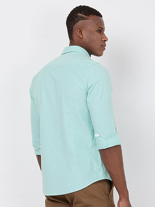 Killer Men Light Green Slim Fit Solid Shirts