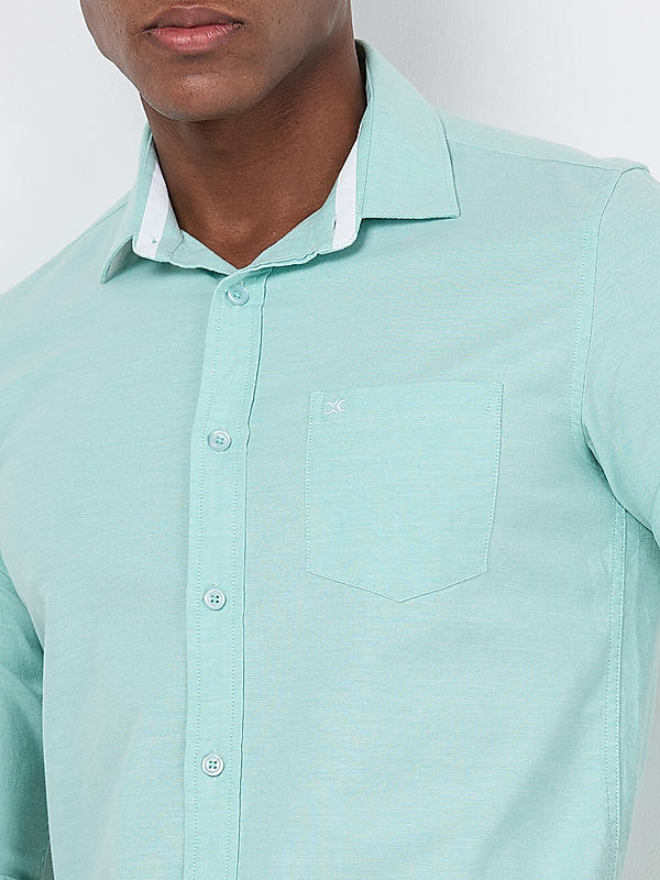 Killer Men Light Green Slim Fit Solid Shirts