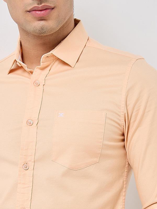 Killer Men Peach Slim Fit Solid Shirts