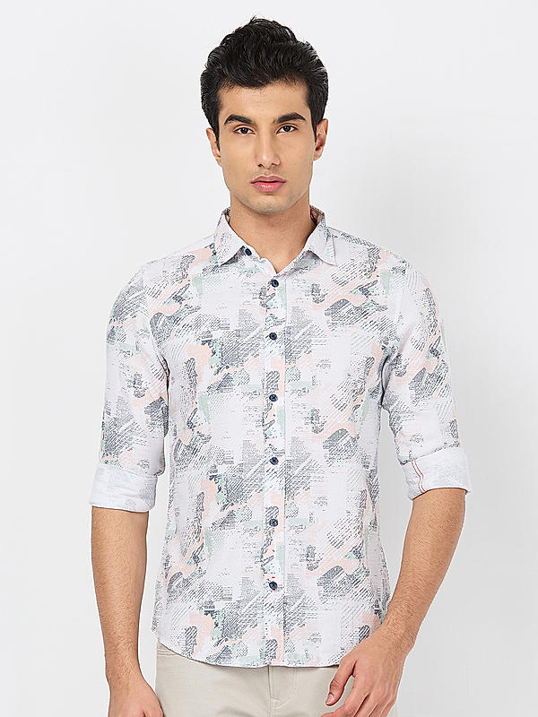 Killer Men White Slim Fit Printed Shirts