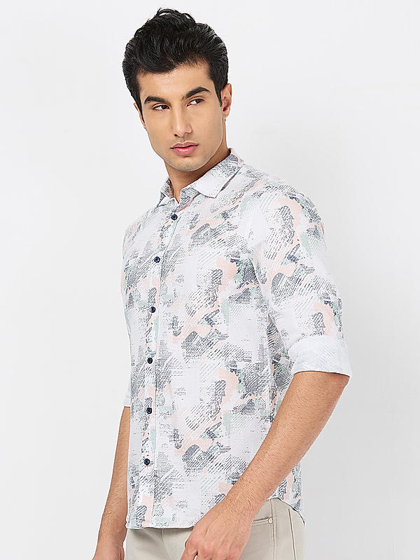 Killer Men White Slim Fit Printed Shirts