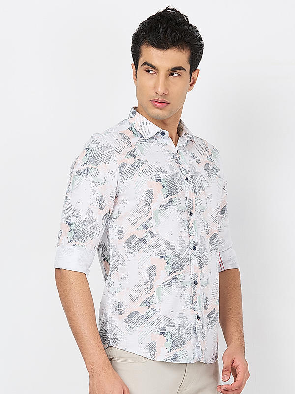 Killer Men White Slim Fit Printed Shirts