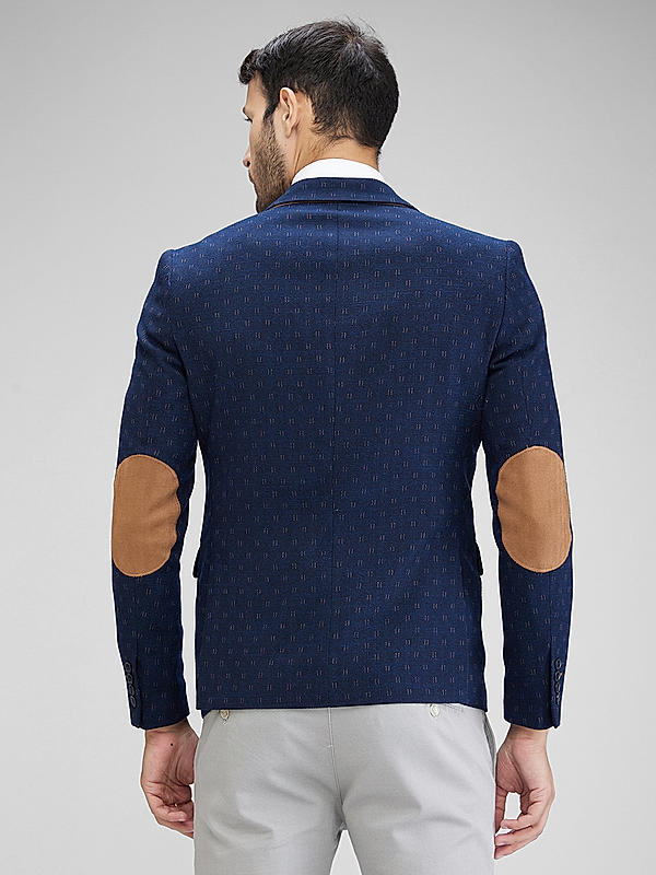 Killer Men Navy Blue Slim Fit Printed Blazers