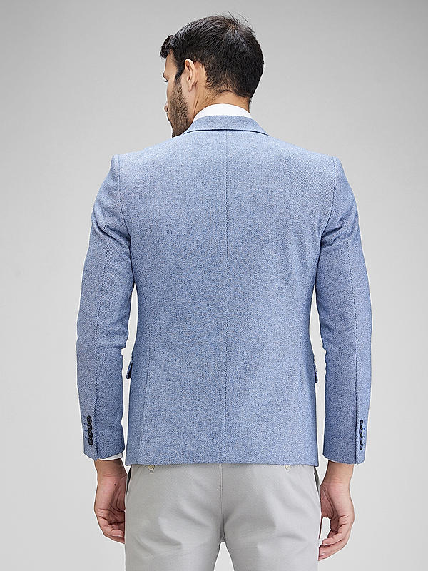 Killer Men Sky Blue Slim Fit Solid Blazers