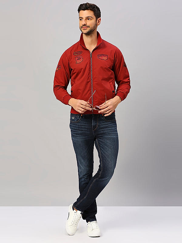 Killer Men Red Regular Fit Solid Jackets