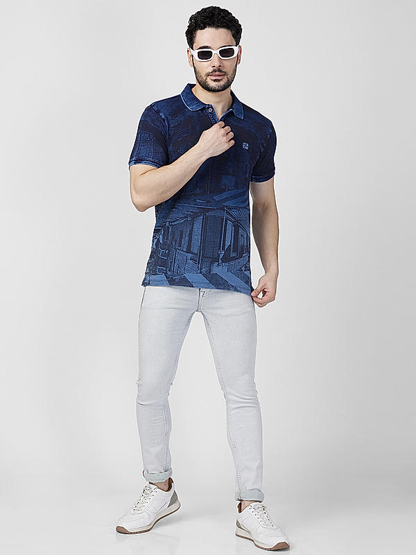 Killer Men Blue Slim Fit Printed T-Shirts