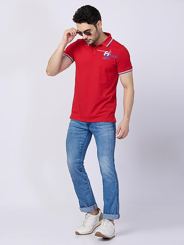 Killer Men Red Slim Fit Printed T-Shirts