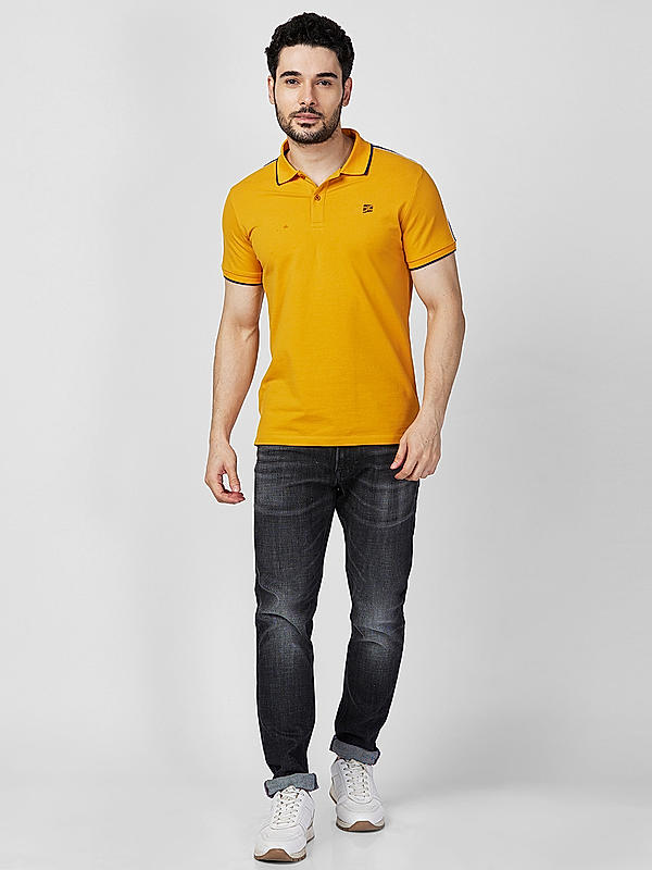 Killer Men Yellow Slim Fit Solid T-Shirts