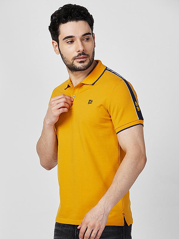 Killer Men Yellow Slim Fit Solid T-Shirts