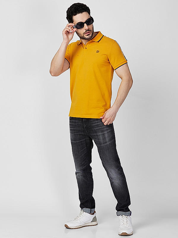 Killer Men Yellow Slim Fit Solid T-Shirts