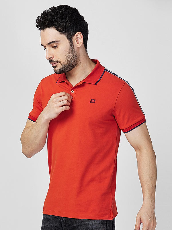 Killer Men Orange Slim Fit Solid T-Shirts