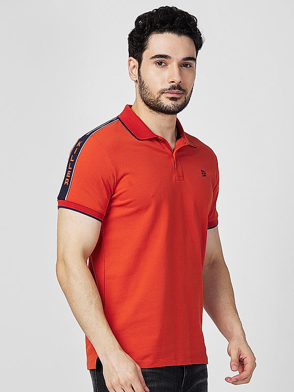 Killer Men Orange Slim Fit Solid T-Shirts