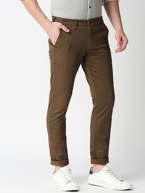Killer Brown Solid Slim Fit Trousers