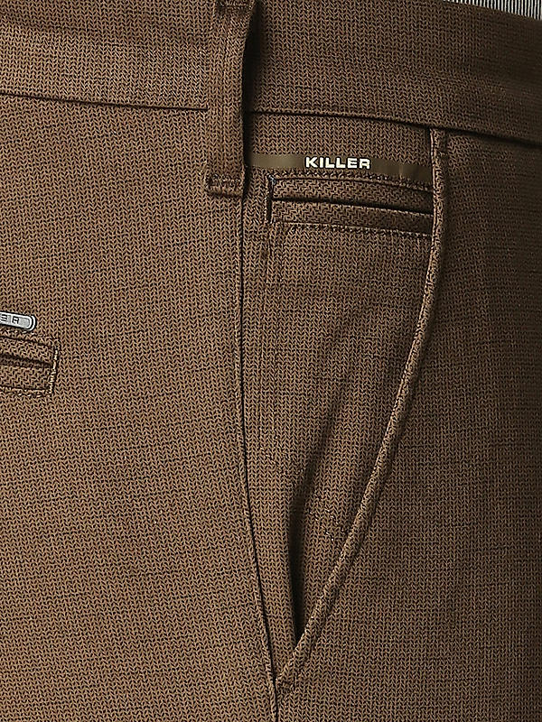 Killer Brown Solid Slim Fit Trousers