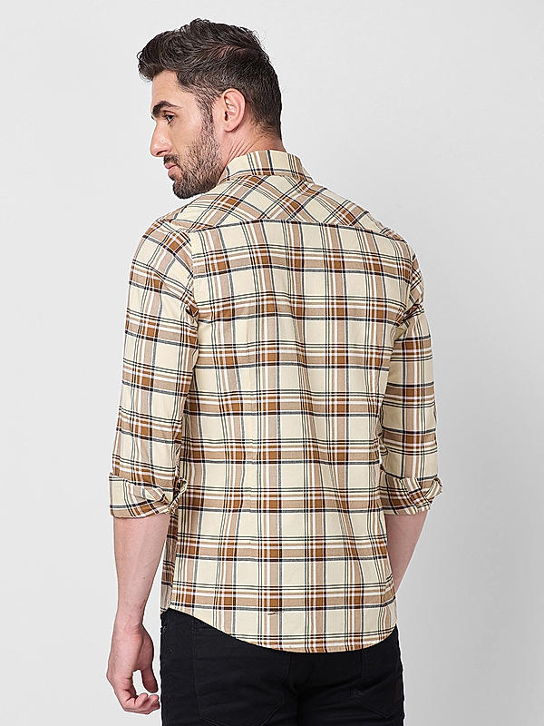 Killer Men Slim Fit Checks Crem Shirts