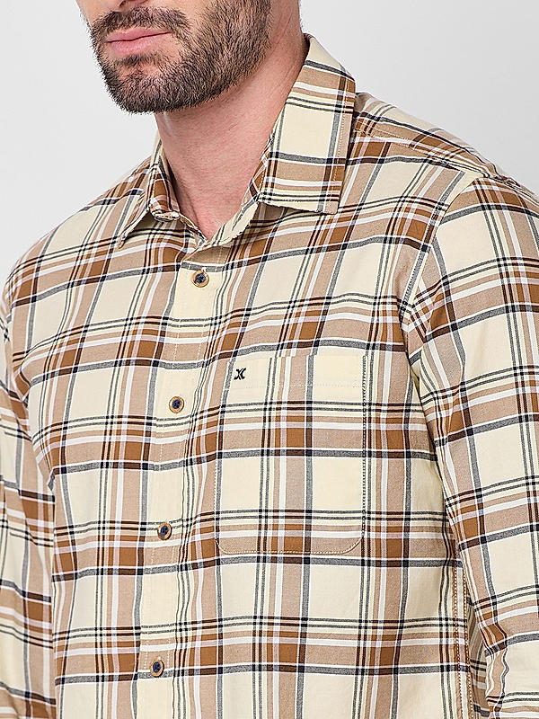 Killer Men Slim Fit Checks Crem Shirts