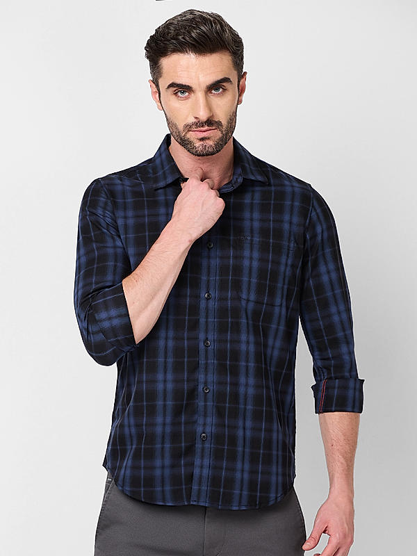 Killer Men Slim Fit Checks Black Shirts