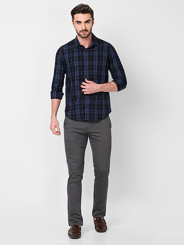 Killer Men Slim Fit Checks Black Shirts