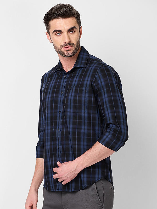 Killer Men Slim Fit Checks Black Shirts