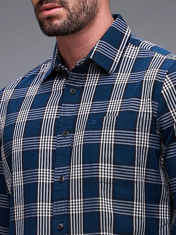 Killer Men Slim Fit Checks Blue Shirts