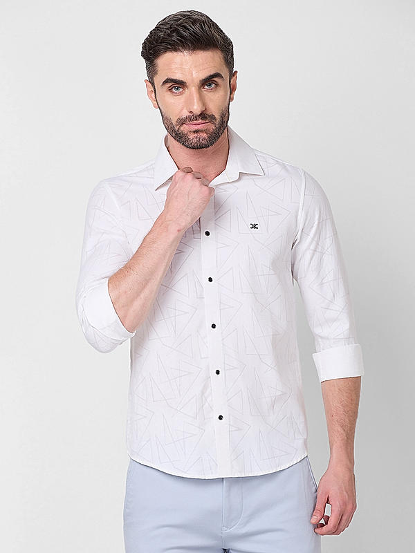 Killer Men Slim Fit Printed White Shirts