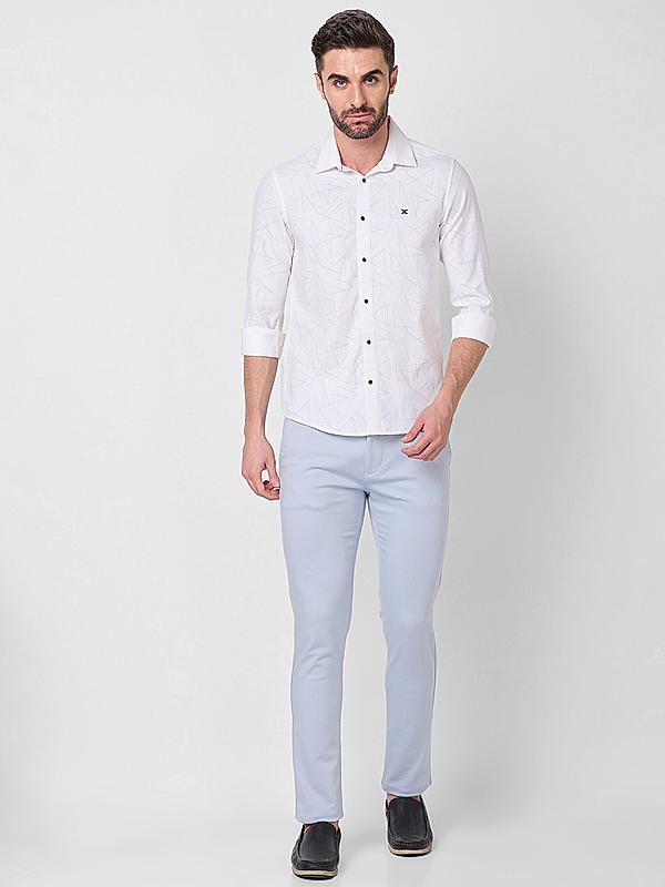 Killer Men Slim Fit Printed White Shirts