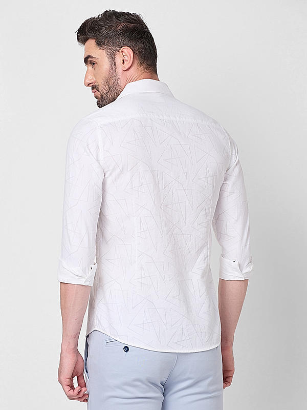 Killer Men Slim Fit Printed White Shirts