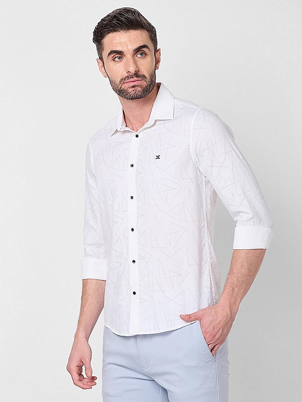 Killer Men Slim Fit Printed White Shirts