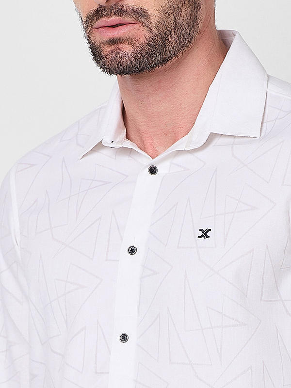 Killer Men Slim Fit Printed White Shirts