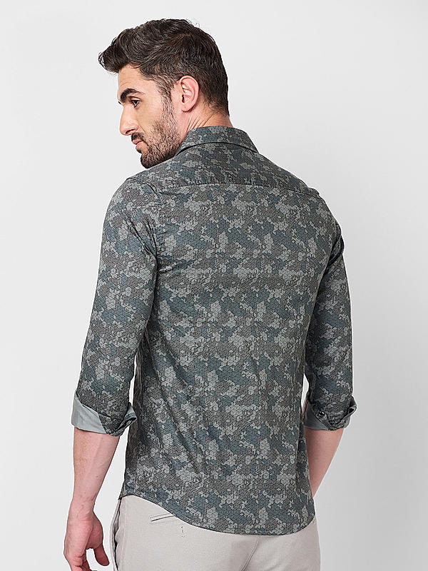 Killer Men Slim Fit Printed Grey Shirts