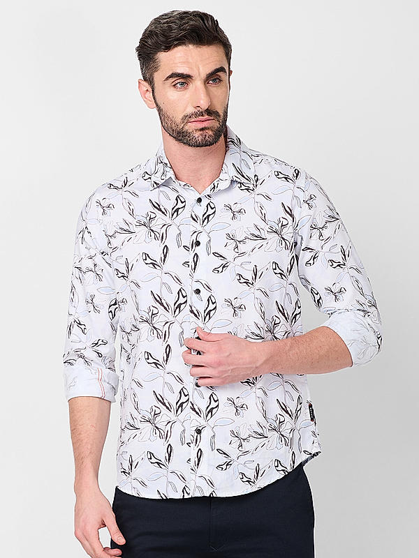 Killer Men Slim Fit Printed Sky Blue Shirts