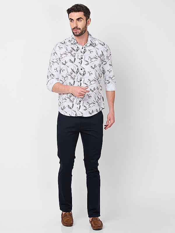 Killer Men Slim Fit Printed Sky Blue Shirts