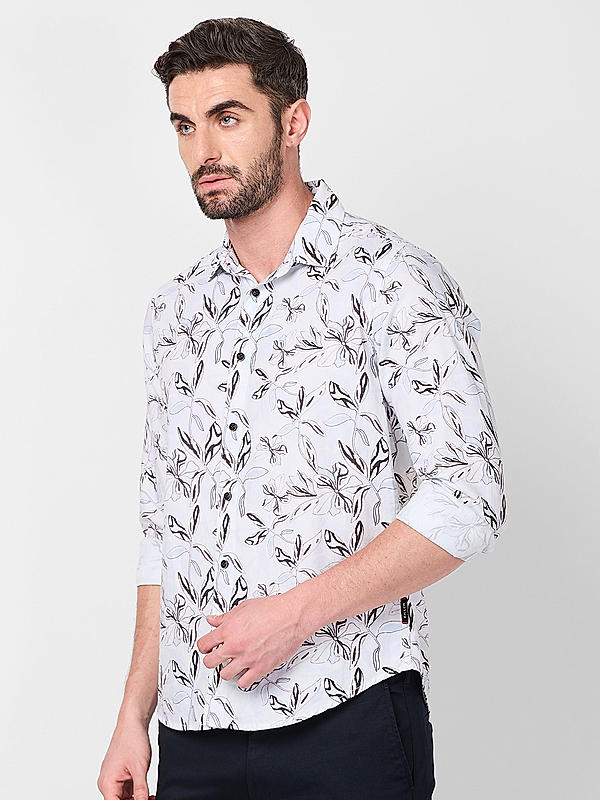 Killer Men Slim Fit Printed Sky Blue Shirts