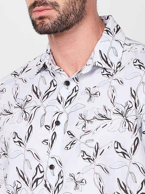 Killer Men Slim Fit Printed Sky Blue Shirts