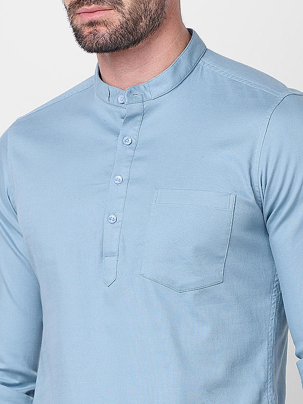 Killer Men Slim Fit Solid  Sky Blue Shirts