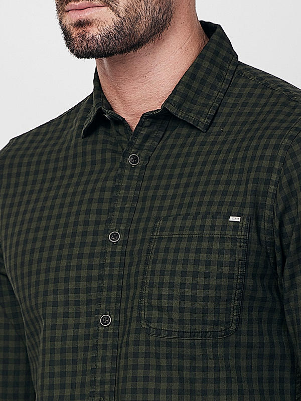 Killer Men Slim Fit Checks Dark Green Shirts