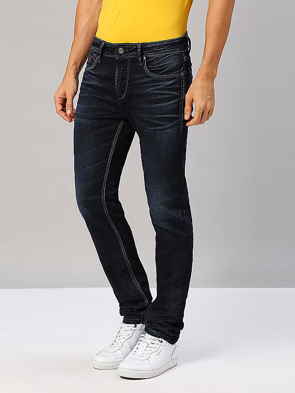 Killer Men Slim Fit Solid Dark Blue Jeans