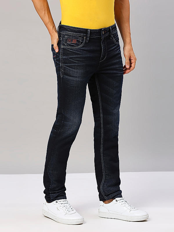 Killer Men Slim Fit Solid Dark Blue Jeans