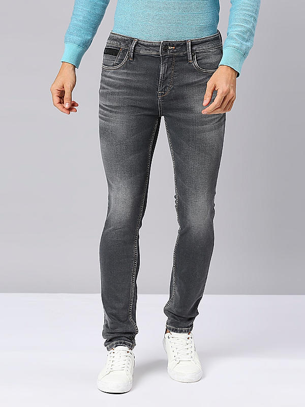 Killer Men Slim Fit Solid Dark Grey Jeans