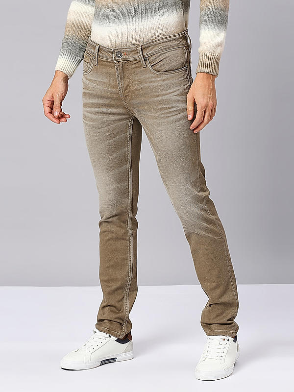 Killer Men Slim Fit Solid Khaki Jeans