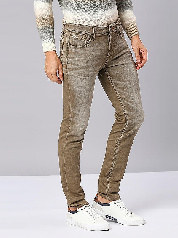 Killer Men Slim Fit Solid Khaki Jeans