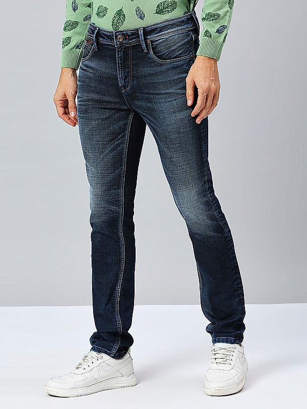 Killer Men Slim Fit Solid Blue Jeans