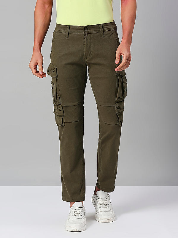 Killer Men Regular Fit Printed Olive Green Cargo