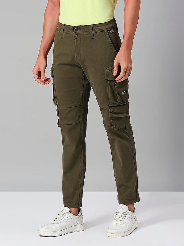 Killer Men Regular Fit Printed Olive Green Cargo