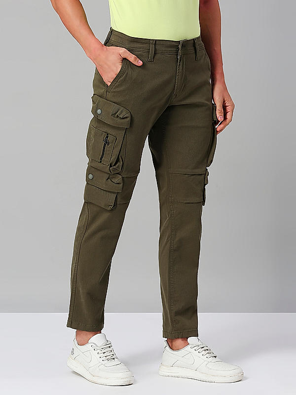 Killer Men Regular Fit Printed Olive Green Cargo