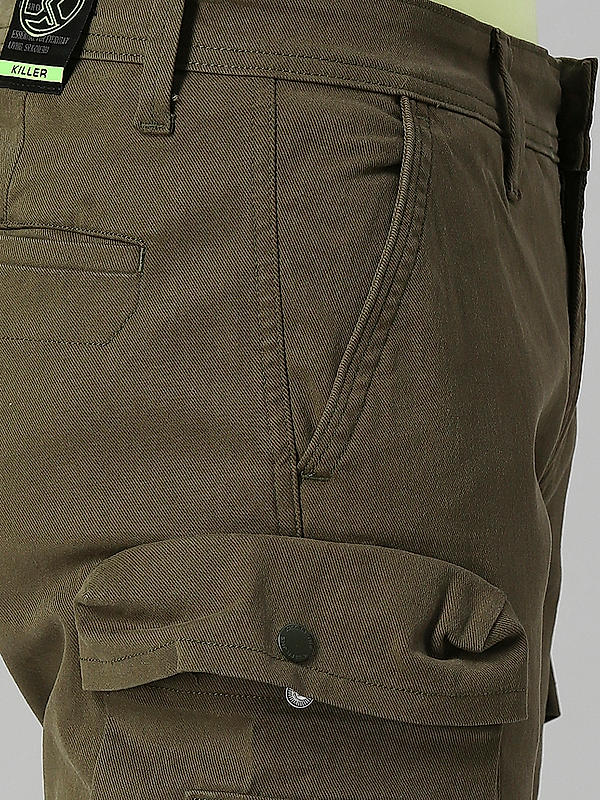 Killer Men Regular Fit Printed Olive Green Cargo