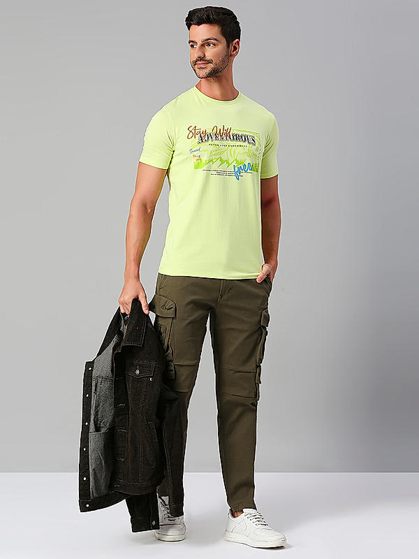 Killer Men Regular Fit Printed Olive Green Cargo